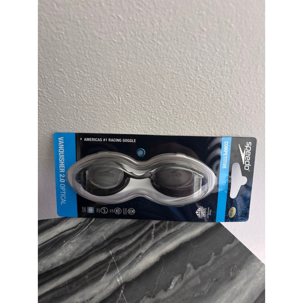 Speedo Vanquisher 2.0 Optical Racing Goggles Smoke -3.00 Diopter New